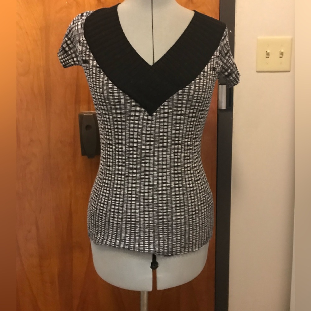Black and Grey Debbie Morgan V-Neck Sweater